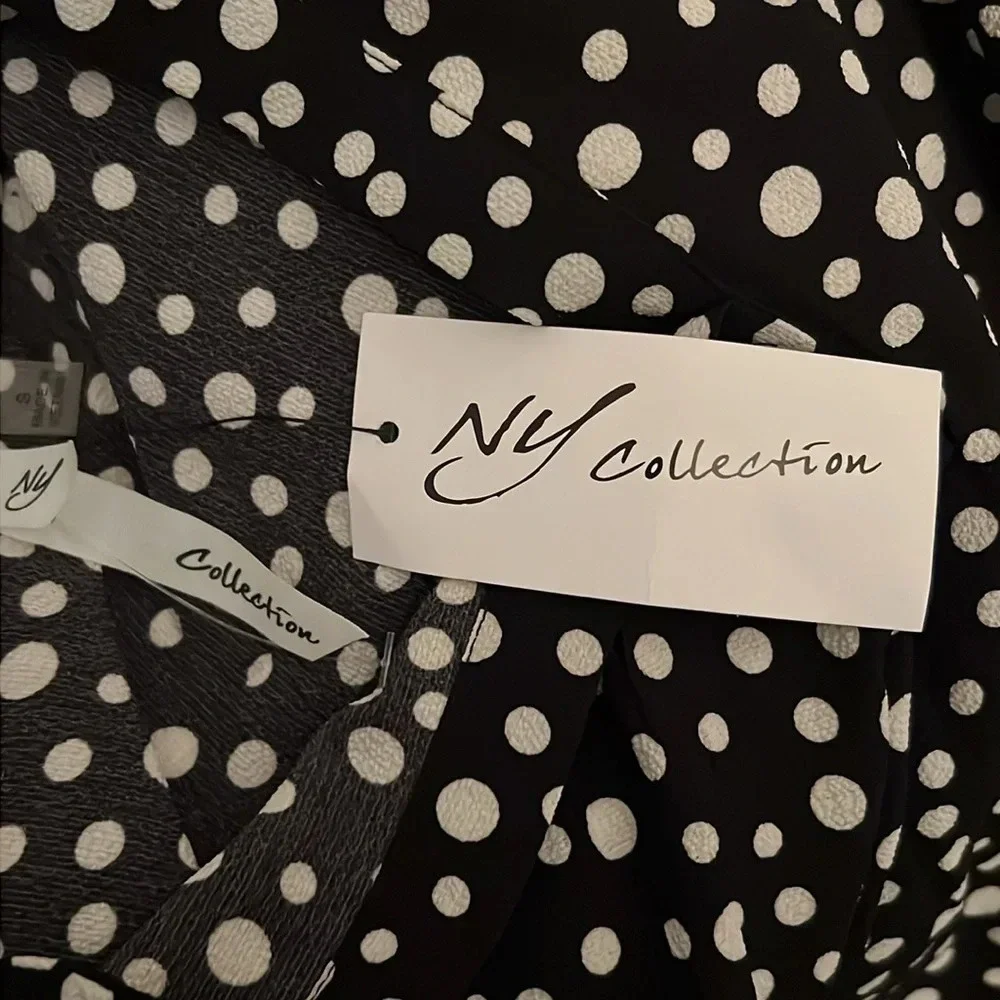 NY Collection 3/4 Push Tab Mandarin Collar Blouse with Front Pleats Size Small - Picture 6 of 7